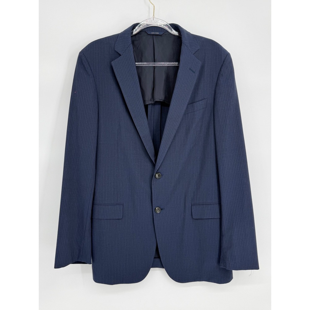 Brooks Brothers Fitzgerald BrooksCool Navy Pinstripe Canvas‎ Blazer Sz 42L W36